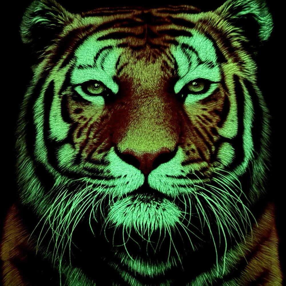 Glow in the Dark Shirt Small Black Tiger Rock Eagle Big Full Graphic Double Side